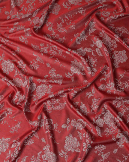 Red Self Design Crepe Fabric 140cm