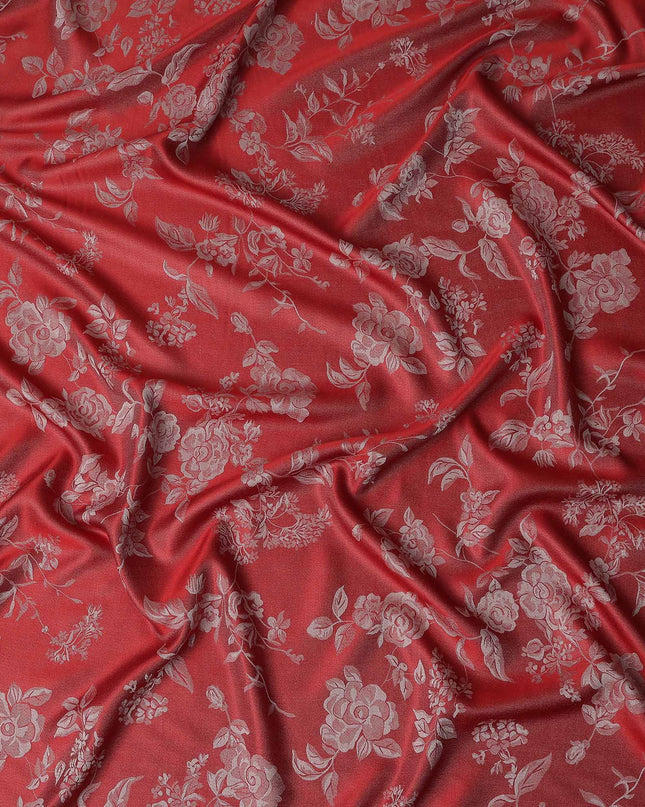 Red Self Design Crepe Fabric 140cm