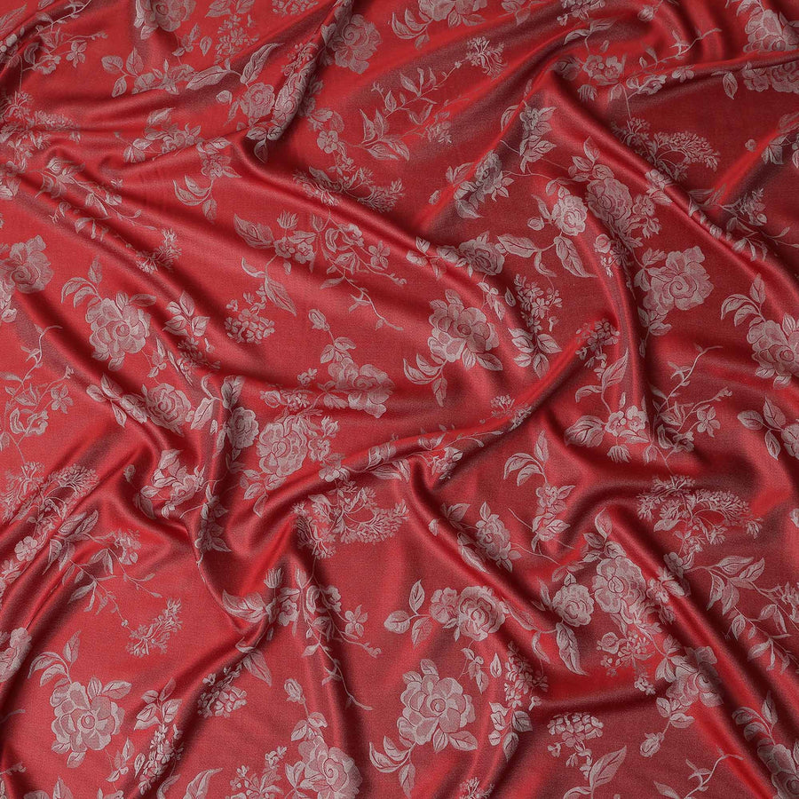 Red Self Design Crepe Fabric 140cm