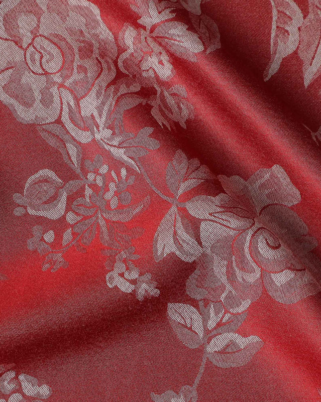 Red Self Design Crepe Fabric 140cm