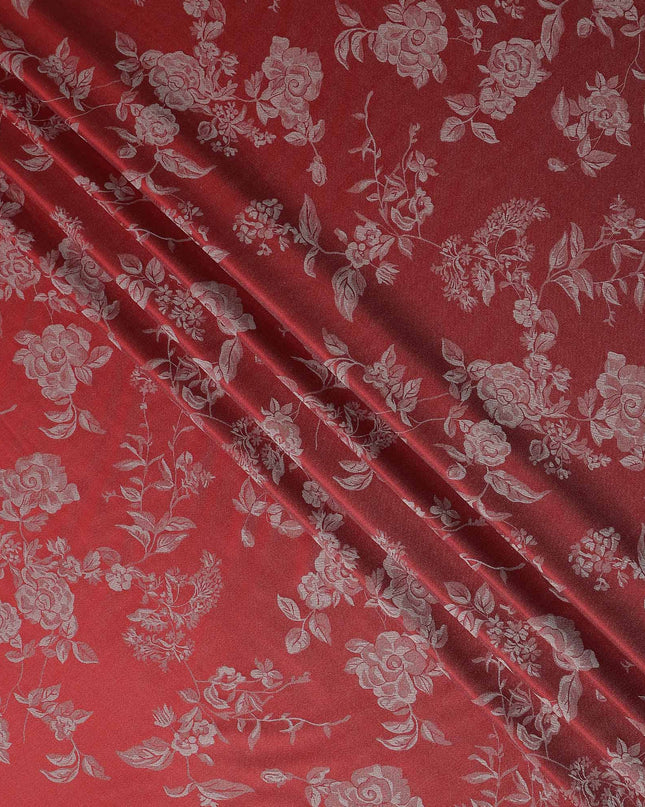 Red Self Design Crepe Fabric 140cm