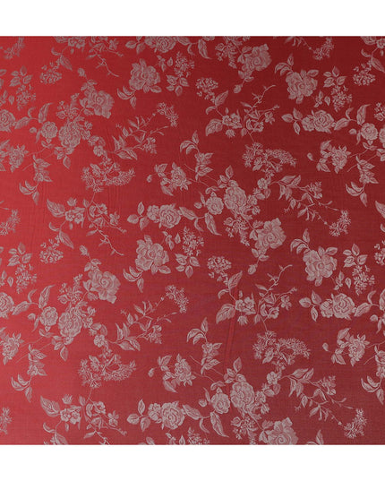 Red Self Design Crepe Fabric 140cm