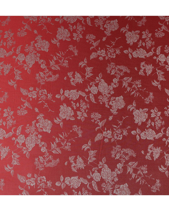 Red Self Design Crepe Fabric 140cm