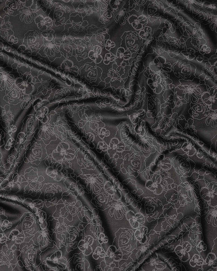 Black Self Design Crepe Fabric 140cm