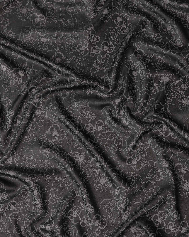 Black Self Design Crepe Fabric 140cm