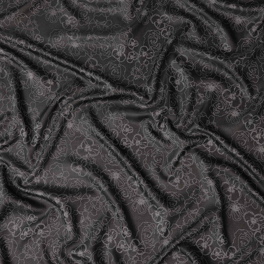 Black Self Design Crepe Fabric 140cm