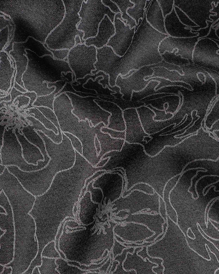 Black Self Design Crepe Fabric 140cm