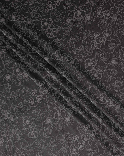 Black Self Design Crepe Fabric 140cm