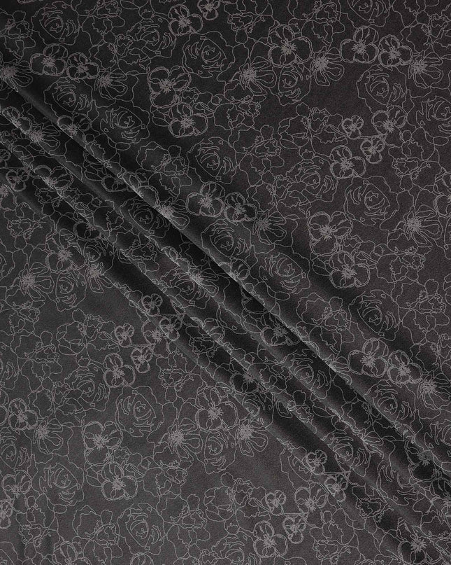 Black Self Design Crepe Fabric 140cm