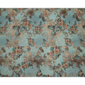 Teal Base Vintage Floral Printed Pure Silk Satin Fabric with film metallic 140 Cms Width Made in South Korea-D24924