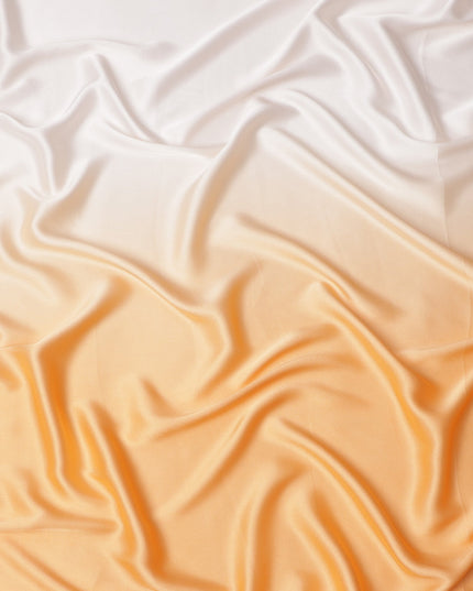 White to Peach Ombre Synthetic Satin Fabric, 110 Cms Width, India-D24658