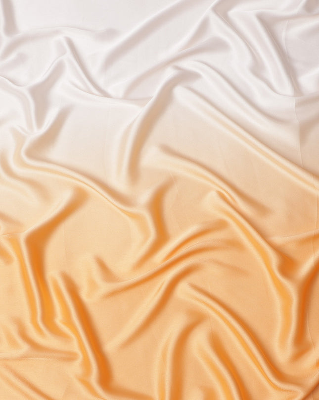 White to Peach Ombre Synthetic Satin Fabric, 110 Cms Width, India-D24658