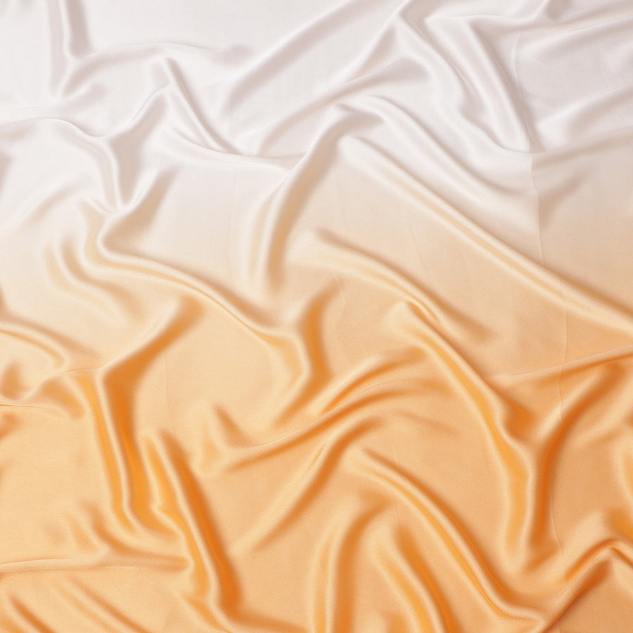 White to Peach Ombre Synthetic Satin Fabric, 110 Cms Width, India-D24658