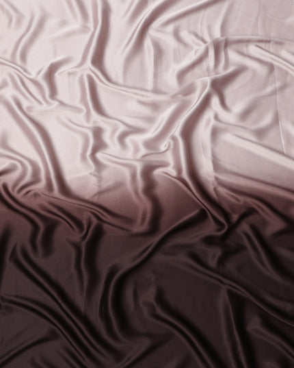 Light Pink to Dark Brown Ombre Synthetic Satin Fabric, 110 Cms Width, India-D24660
