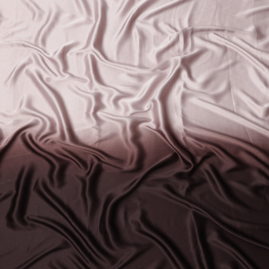 Light Pink to Dark Brown Ombre Synthetic Satin Fabric, 110 Cms Width, India-D24660