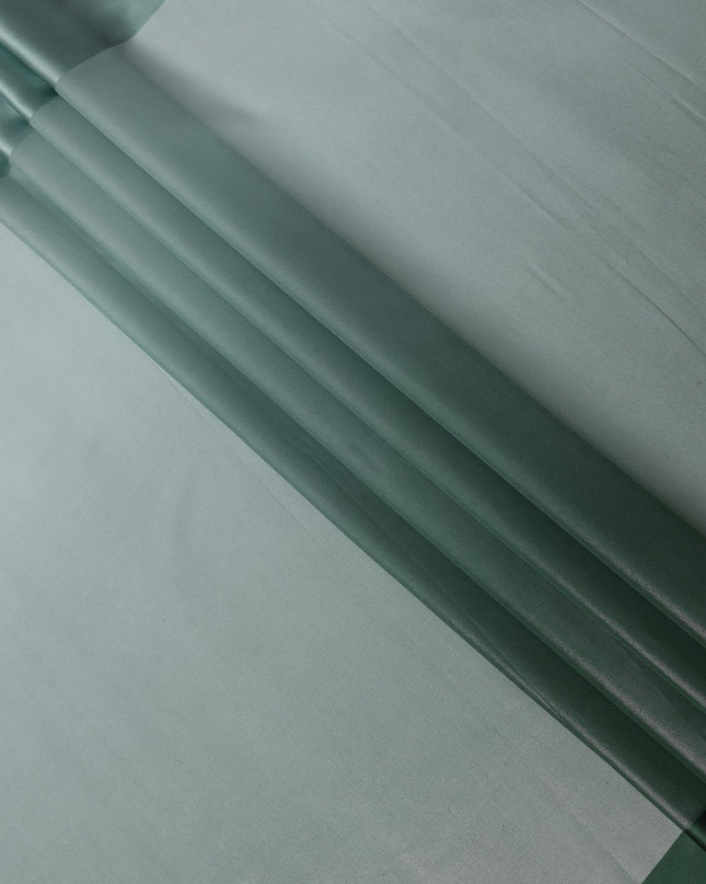 Green Silk Chiffon Fabric with Solid Finish, 110 Cms Width, Made in India-D25530