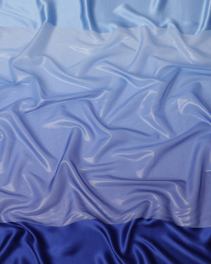 Blue Silk Chiffon Fabric with Solid Finish, 110 Cms Width, Made in India-D25528