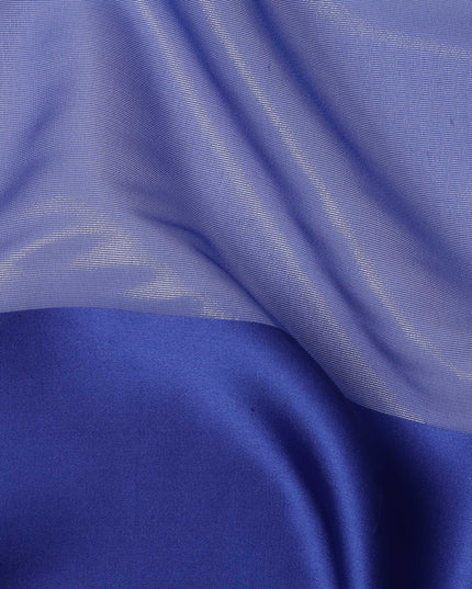 Blue Silk Chiffon Fabric with Solid Finish, 110 Cms Width, Made in India-D25528