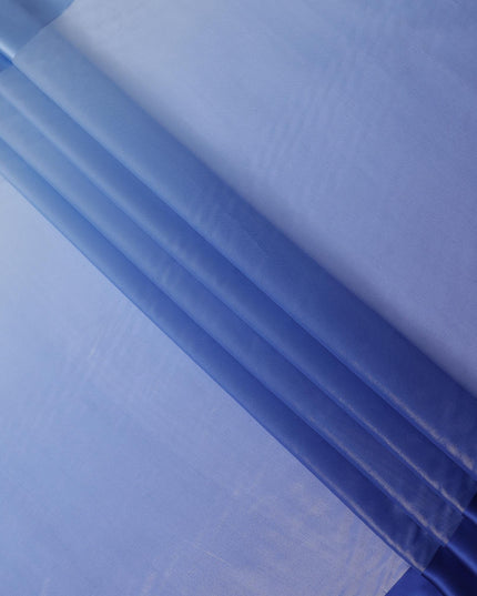 Blue Silk Chiffon Fabric with Solid Finish, 110 Cms Width, Made in India-D25528