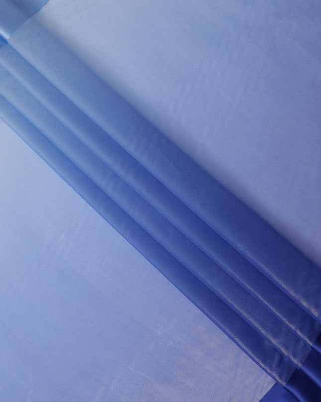 Blue Silk Chiffon Fabric with Solid Finish, 110 Cms Width, Made in India-D25528