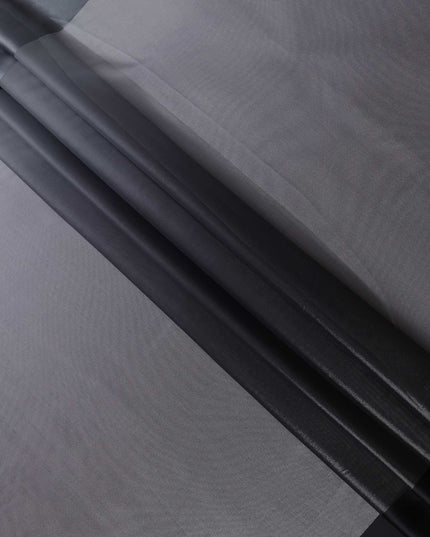 Black Silk Chiffon Fabric with Solid Finish, 110 Cms Width, Made in India-D25532