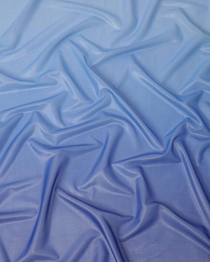Blue Ombre Silk Chiffon Fabric with Shaded Effect, 110 Cms Width, Made in India-D25525
