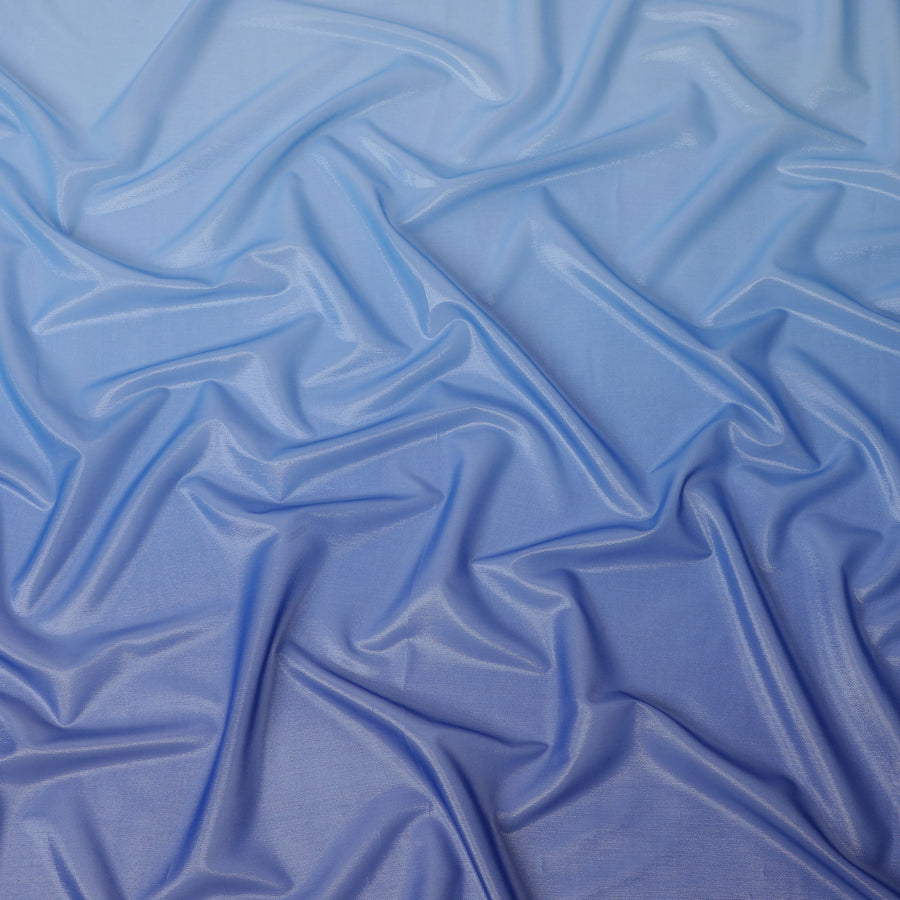 Blue Ombre Silk Chiffon Fabric with Shaded Effect, 110 Cms Width, Made in India-D25525