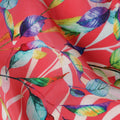 Red Leaf Printed Viscose Crepe 110cm