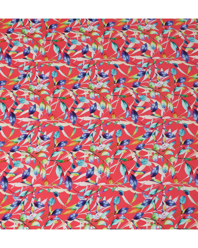 Red Leaf Printed Viscose Crepe 110cm