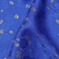 Royal Blue Metallic Motif Pure Silk Satin Fabric 140 Cms Width Made in India-D24930