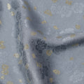 Grey Metallic Motif Pure Silk Satin Fabric 140 Cms Width Made in India-D24931