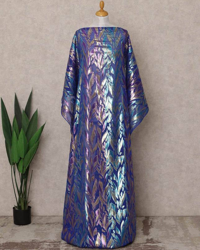 Royal Blue Traditional Somali Silk Chiffon Dirac Fabric with Metallic Lurex, 3.5 Mtrs Piece, Width 140 Cms, Made in South Korea-D26514