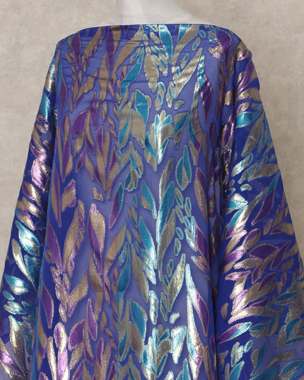 Royal Blue Traditional Somali Silk Chiffon Dirac Fabric with Metallic Lurex, 3.5 Mtrs Piece, Width 140 Cms, Made in South Korea-D26514