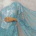 Sky Blue French Chantilly Lace Saree 5.5m