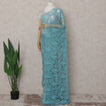 Sky Blue French Chantilly Lace Saree 5.5m