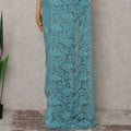 Sky Blue French Chantilly Lace Saree 5.5m