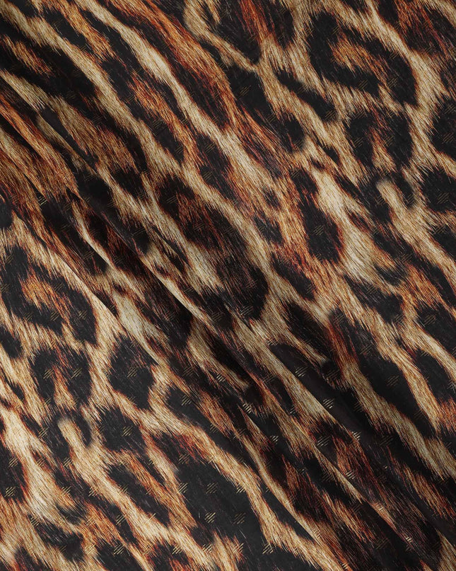 Brown And Black Animal Print Viscose Crepe Fabric Tiger Pattern Soft Flowing Dress Material 110 Cms Width India-D27937