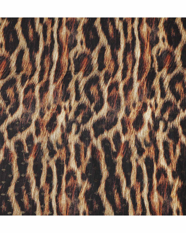 Brown And Black Animal Print Viscose Crepe Fabric Tiger Pattern Soft Flowing Dress Material 110 Cms Width India-D27937