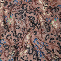 Brown Animal Printed Viscose Crepe Fabric Multicolor Leopard Pattern Soft Flowing Dress Material 110 Cms Width India-D27942