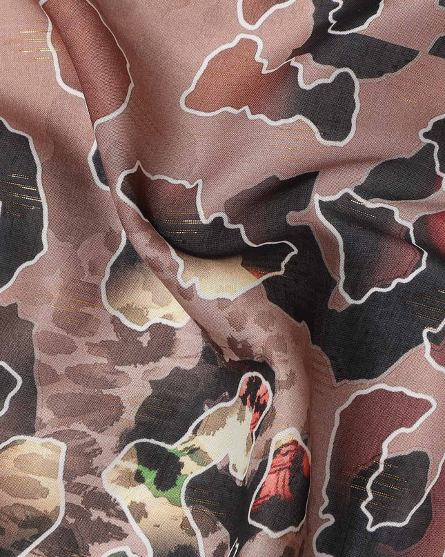 Brown Animal Printed Viscose Crepe Fabric Multicolor Leopard Pattern Soft Flowing Dress Material 110 Cms Width India-D27942