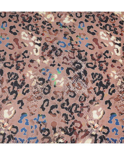 Brown Animal Printed Viscose Crepe Fabric Multicolor Leopard Pattern Soft Flowing Dress Material 110 Cms Width India-D27942