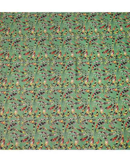 Green Abstract Swirl Printed Viscose Crepe Fabric Multicolor Artistic Pattern Soft Flowing Dress Material 110 Cms Width India-D27943