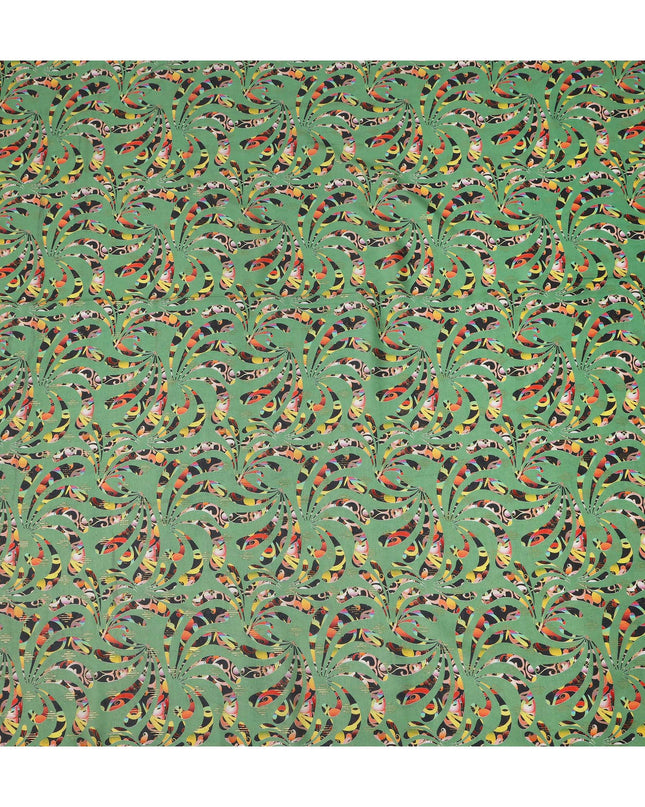 Green Abstract Swirl Printed Viscose Crepe Fabric Multicolor Artistic Pattern Soft Flowing Dress Material 110 Cms Width India-D27943