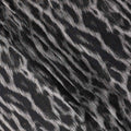 Black Abstract Animal Printed Viscose Crepe Fabric Grey Textured Streak Design Soft Flowing Dress Material 110 Cms Width India-D27940