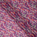Purple Abstract Printed Viscose Crepe Fabric Multicolor Ribbon Pattern Soft Flowing Dress Material 110 Cms Width India-D27938