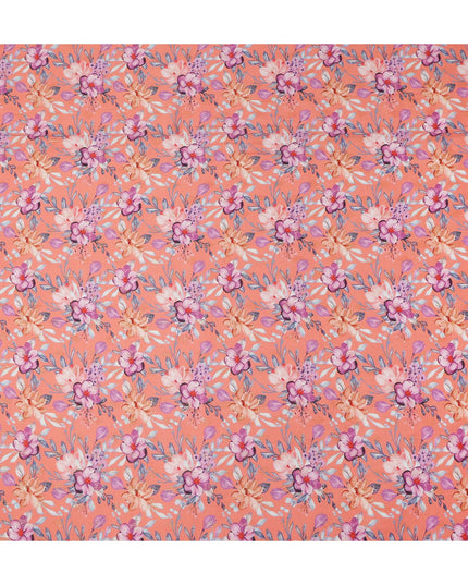 Peach Floral Printed Viscose Crepe Fabric Soft Flowing Dress Material 110 Cms Width India-D27936 Regal Fabrics