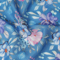 Sky Blue Floral Printed Viscose Crepe Fabric 110 Cms Width Soft Flowing Lightweight Dress Material India-D27934 Regal Fabrics
