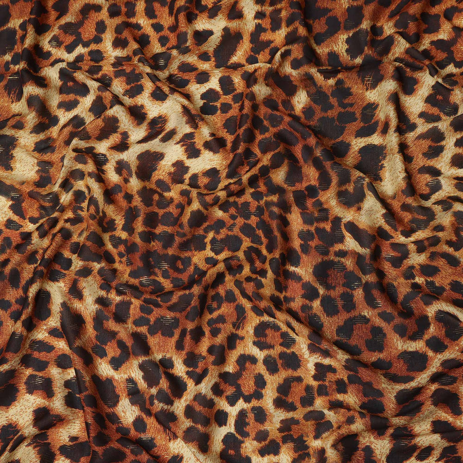 Brown Animal Print Viscose Crepe Fabric Leopard Printed Soft Flowing Dress Material 110 Cms Width India-D27935 Regal Fabrics