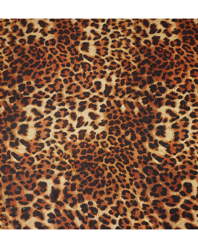 Brown Animal Print Viscose Crepe Fabric Leopard Printed Soft Flowing Dress Material 110 Cms Width India-D27935