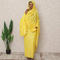 Bright Yellow Traditional Sudanese Thobe with 4.5 Mtrs Pure Cotton Voile Embroidery Fabric, Width 140 Cms, Made in India-D24480